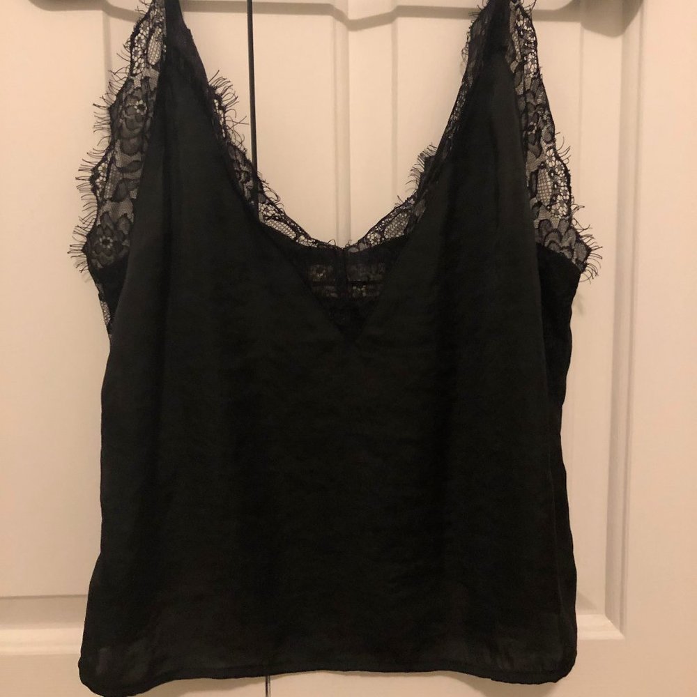 Urban Outfitters Black Lace Edge Silk Tank Top